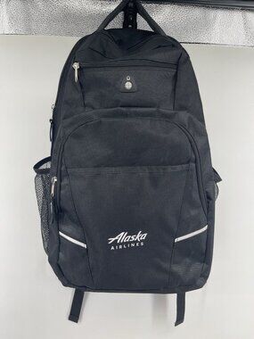 Alaska Airlines Pilot Co Pilot Passenger VTG Backpack Rare Black Logo Travel